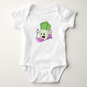 Lettuce as Skier with Ski Baby Bodysuit