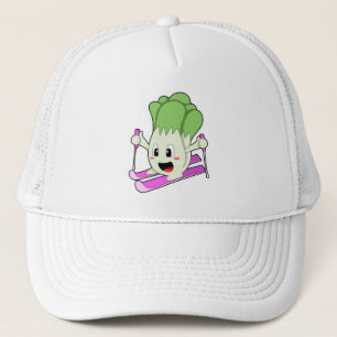 Lettuce as Skier with Ski Trucker Hat