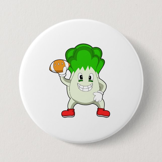 Lettuce at Football Sports 3 Inch Round Button (Front)