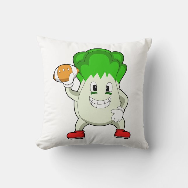 Lettuce at Football Sports Throw Pillow (Front)