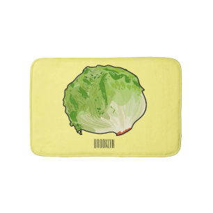 Lettuce cartoon illustration  bath mat