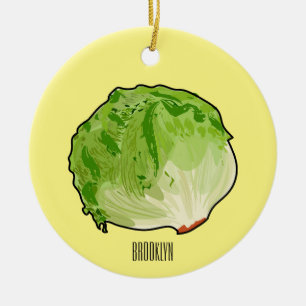 Lettuce cartoon illustration ceramic ornament