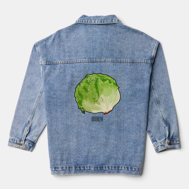 Lettuce cartoon illustration  denim jacket (Back)