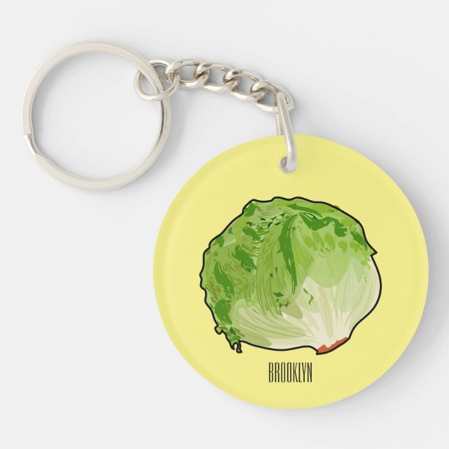 Lettuce cartoon illustration  keychain (Front)