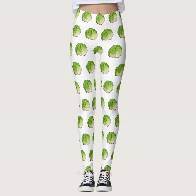 Lettuce cartoon illustration  leggings (Front)