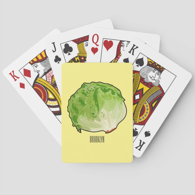Lettuce cartoon illustration  playing cards (Back)