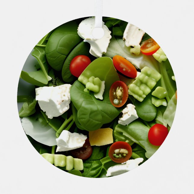 Lettuce Celebrate | Funny Salad Christmas Pun Metal Ornament (Front)