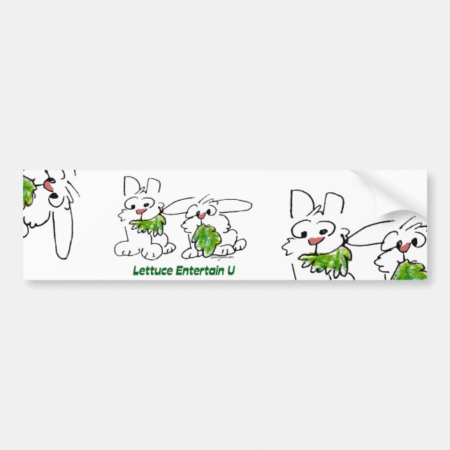 Lettuce Entertain U Cartoon Rabbits Bumper Sticker (Front)