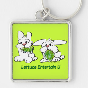 Lettuce Entertain U Cartoon Rabbits Keychain