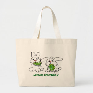 Lettuce Entertain U Cartoon Rabbits Large Tote Bag