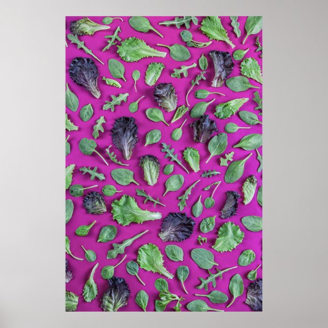 Lettuce Greens on Purple Poster (Front)