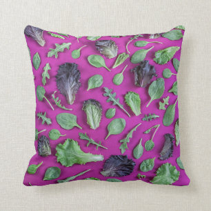Lettuce Greens on Purple Throw Pillow