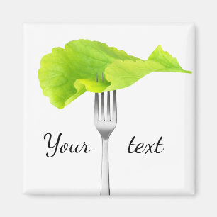 Lettuce leaf on a fork magnet