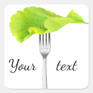 Lettuce leaf on a fork square sticker