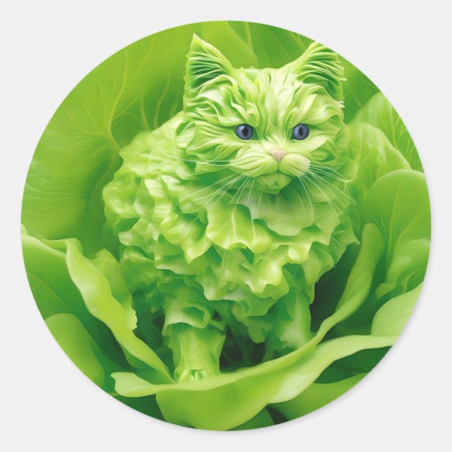 Lettuce meow classic round sticker (Front)