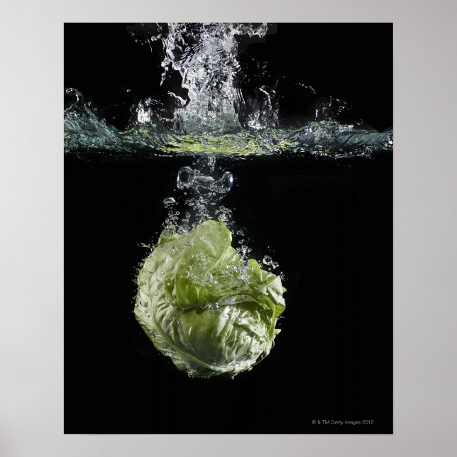 Lettuce splashing in water poster (Front)