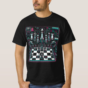 Leuchtendes Neon-Schach-Design T-Shirt