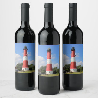 Leuchtturm auf Insel Pellworm im Sommer Wine Label