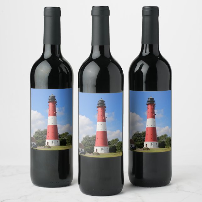 Leuchtturm auf Insel Pellworm im Sommer Wine Label (Bottles)