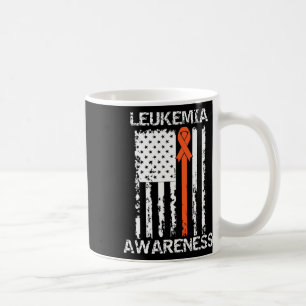 Leukaemia Awareness American Flag Orange Ribbon Coffee Mug