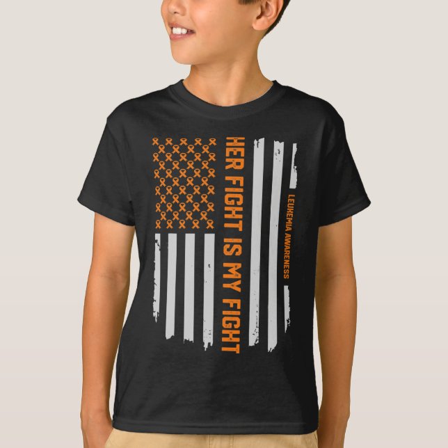 Leukaemia Awareness American Flag Tee Gift  (Front)