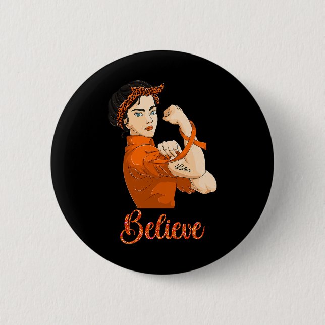 Leukaemia Awareness Believe  2 Inch Round Button (Front)