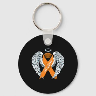 Leukaemia Awareness Believe Orange Ribbon and Ange Keychain