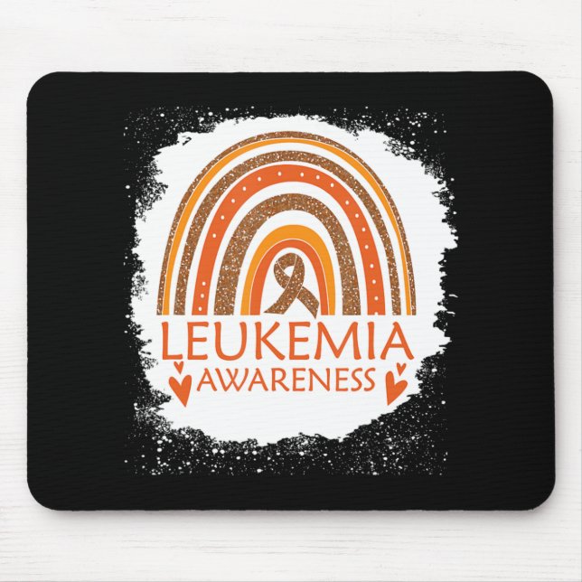 Leukaemia Awareness Bleached Rainbow Orange Ribbon Mouse Pad (Front)