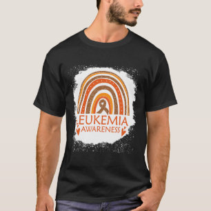 Leukaemia Awareness Bleached Rainbow Orange Ribbon T-Shirt