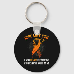 Leukaemia Awareness Cancer Orange Ribbon Family Su Keychain