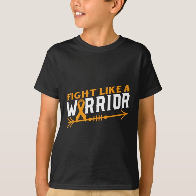 Leukaemia Awareness Fight Like A Warrior Blood Can T-Shirt (Front)