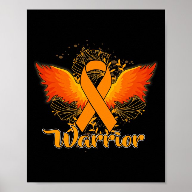 Leukaemia Awareness  Fun Warrior Orange Ribbon Gif Poster (Front)