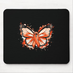 Leukaemia Awareness Gifts Orange Ribbon Butterfly Mouse Pad