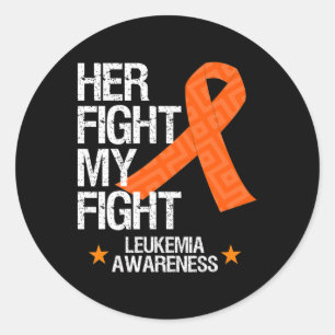 Leukaemia Awareness Her Fight Orange Ribbon Gift Classic Round Sticker
