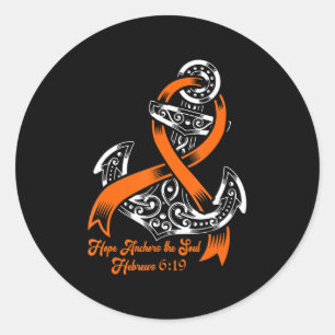 Leukaemia Awareness  Hope Anchors The Soul Hebrews Classic Round Sticker