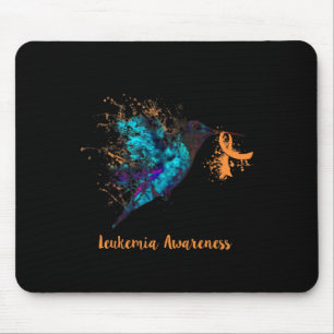 Leukaemia Awareness Hummingbird Orange Ribbon Wate Mouse Pad