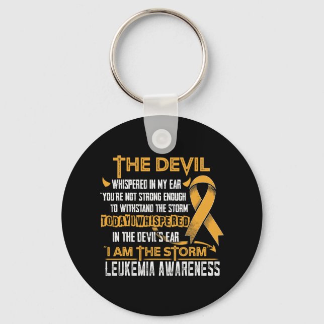 Leukaemia Awareness I Am The Storm Devil  Keychain (Front)