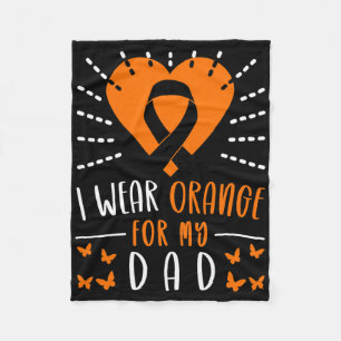 Leukaemia Awareness I Wear Orange For My Dad Heart Fleece Blanket