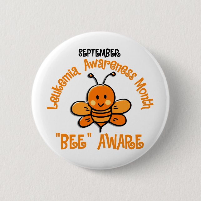 Leukaemia Awareness Month Bee 1.2 2 Inch Round Button (Front)