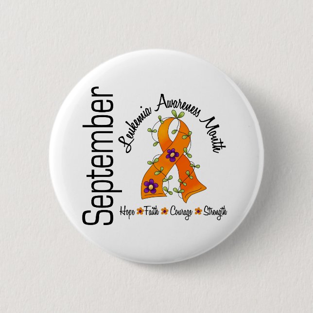 Leukaemia Awareness Month Flower Ribbon 1 2 Inch Round Button (Front)