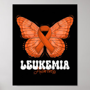 Leukaemia Awareness Month Orange Ribbon Butterfly  Poster