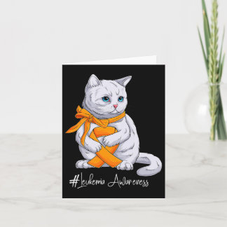 Leukaemia Awareness Month Orange Ribbon Cat Card