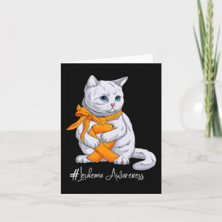 Leukaemia Awareness Month Orange Ribbon Cat  Card