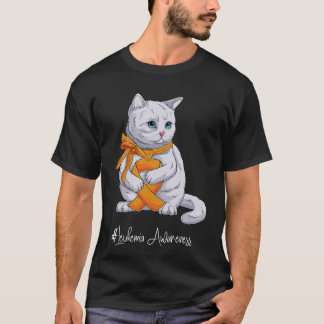 Leukaemia Awareness Month Orange Ribbon Cat T-Shirt