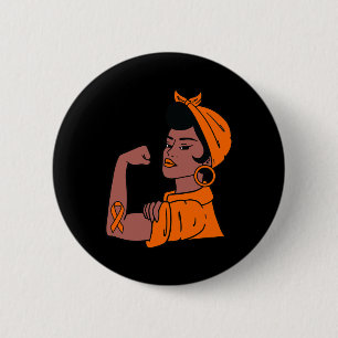 Leukaemia Awareness Month Orange Ribbon Warriors W 2 Inch Round Button