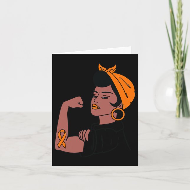 Leukaemia Awareness Month Orange Ribbon Warriors W Card (Front)