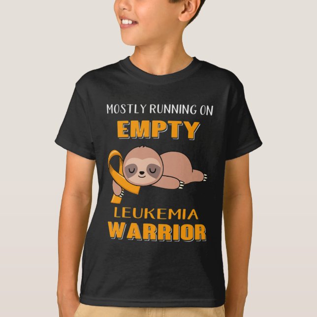 Leukaemia Awareness Mostly Running On Empty Warrio T-Shirt (Front)