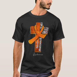 Leukaemia Awareness Orange Ribbon Christian Cross T-Shirt
