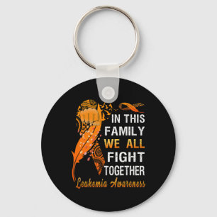 Leukaemia Awareness Orange Ribbon In This Family W Keychain