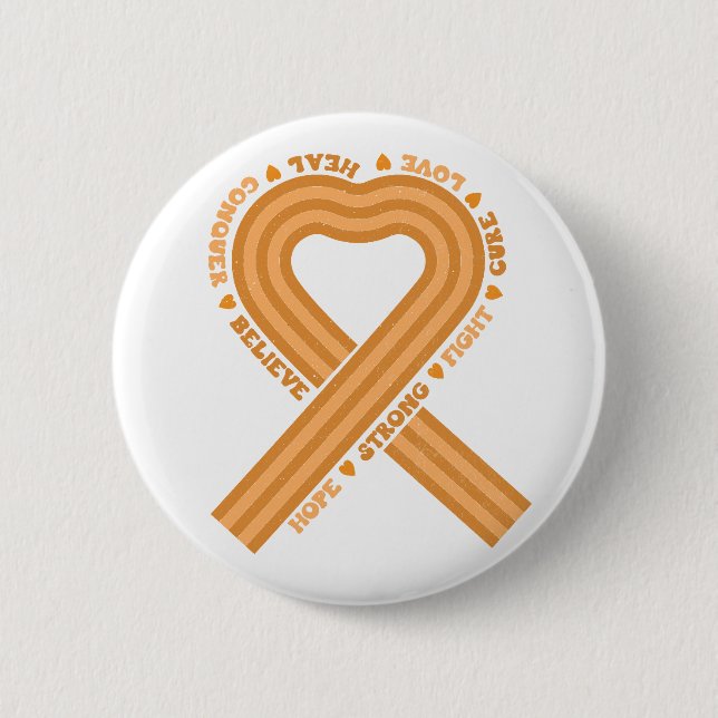 Leukaemia Awareness Orange Ribbon Support  2 Inch Round Button (Front)